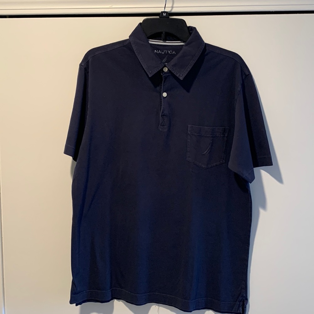 Nautica M blue polo pocket cotton